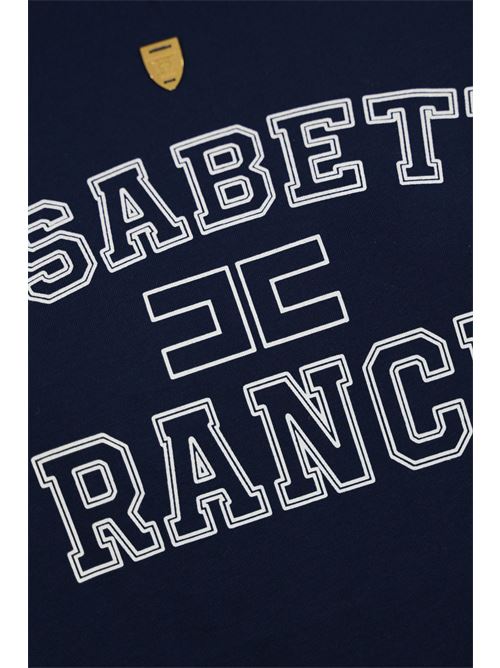 T-shirt in jersey navy con logo stile college Elisabetta Franchi | MA01546E2B75